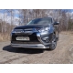 Защита переднего бампера длинная 60 мм ТСС для Mitsubishi Outlander 2015-2018