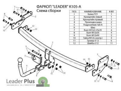 Фаркоп Лидер-Плюс для Kia Picanto 2003-2011