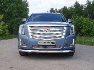 Защита переднего бампера с ДХО 76 мм ТСС для Cadillac Escalade 2015-2021