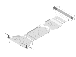 Усиленная защита картера двигателя, переднего дифференциала, КПП, радиатора, разд. коробки и бака AdBlue Мотодор 5 мм, алюминий для Dodge Ram 1500 2015-2018 дизель 3.0 № 32907
