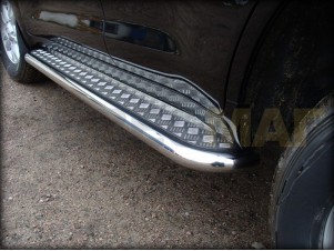 Пороги с площадкой алюминиевый лист 76 мм для Toyota Land Cruiser 200 № LCN 5