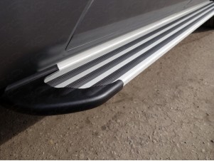 Пороги алюминиевые Slim Line Silver для Chery Tiggo 5 № CHERTIG514-25S